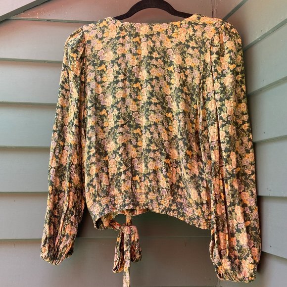 American Eagle Floral Wrap V-Neck Blouse - Picture 2 of 4